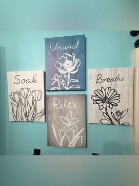 🛁 4-Piece Bathroom Canvas Wall Art – Calm & Relaxing Spa Vibes 🌿